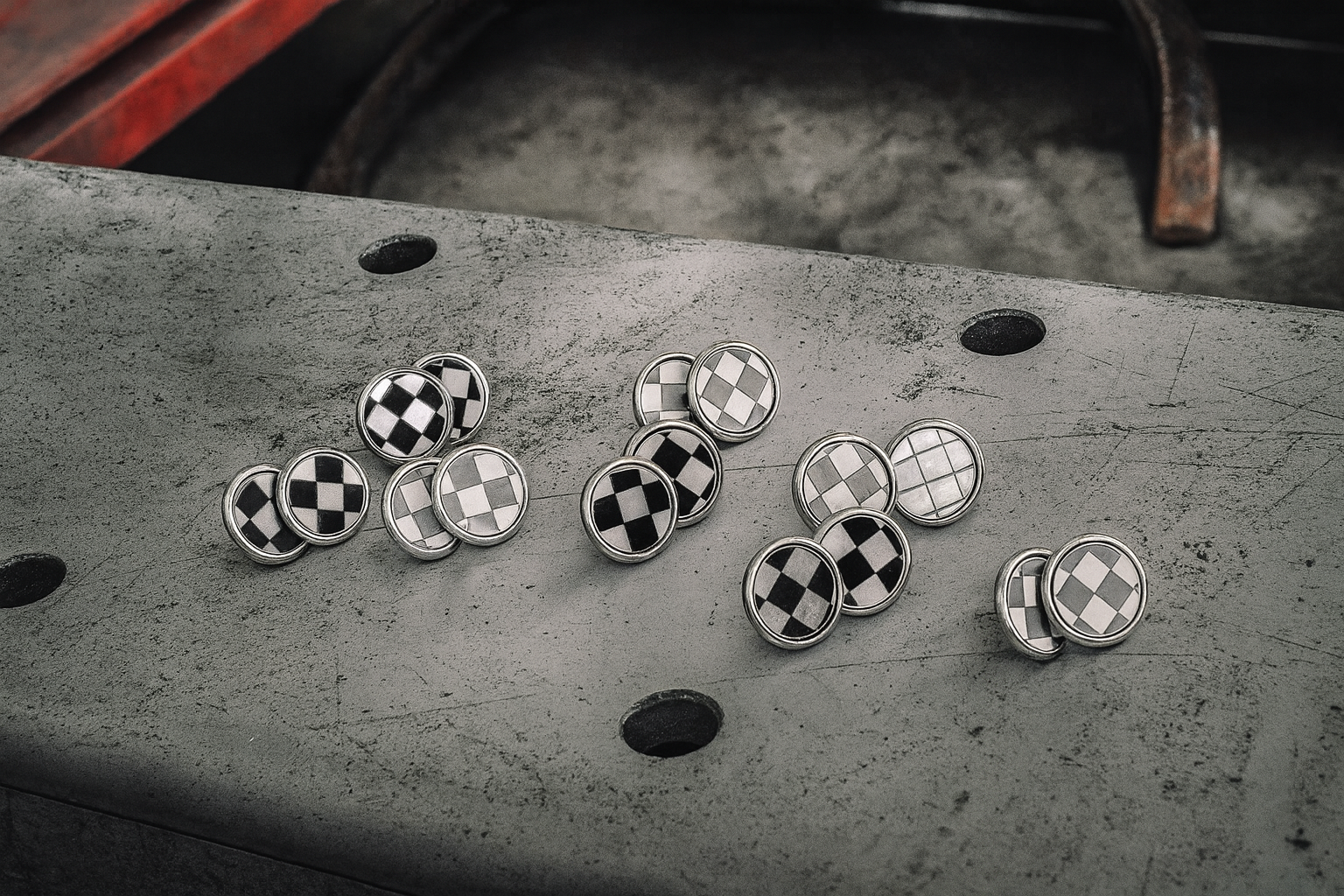 Ferrari F12 Checkered Flag Stud Earrings