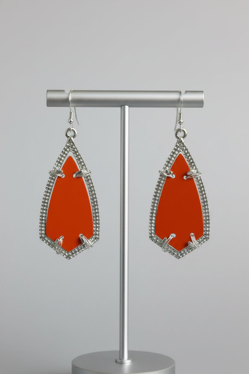 Sebring Orange C8 Kite Earrings