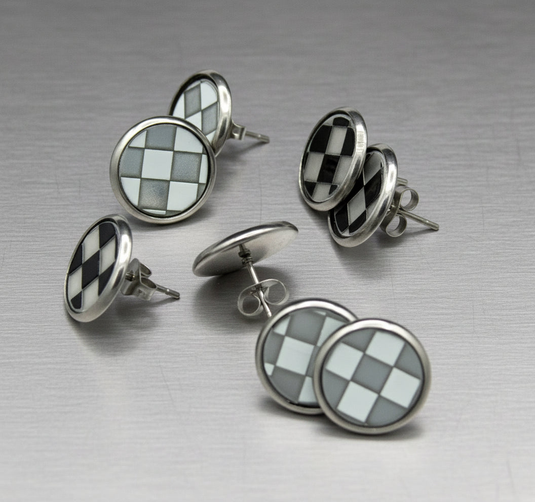 Checkered Flag Stud Earring Bundle