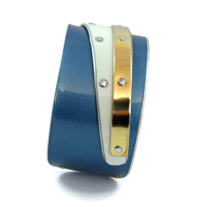 Blue and White Double Bentley Cuff - CRASH Jewelry
