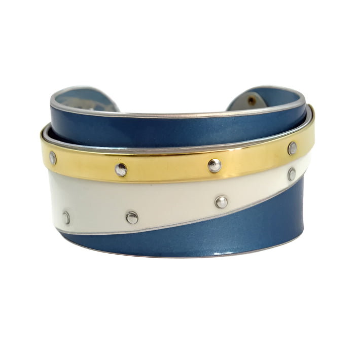 Blue and White Double Bentley Cuff - CRASH Jewelry
