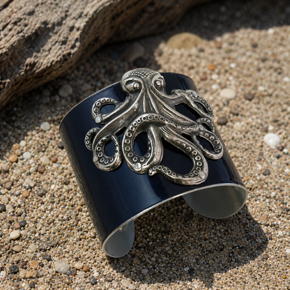 Bright Blue Wide Octopus Cuff