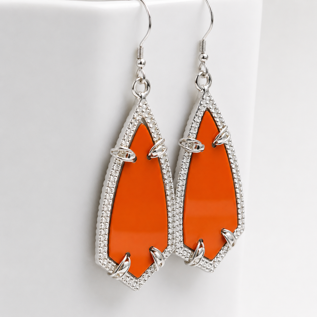 Sebring Orange C8 Kite Earrings