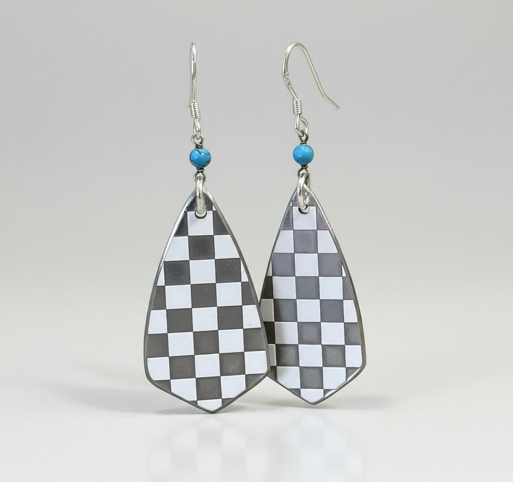 Porsche Cup Car Checkered Kite Earrings