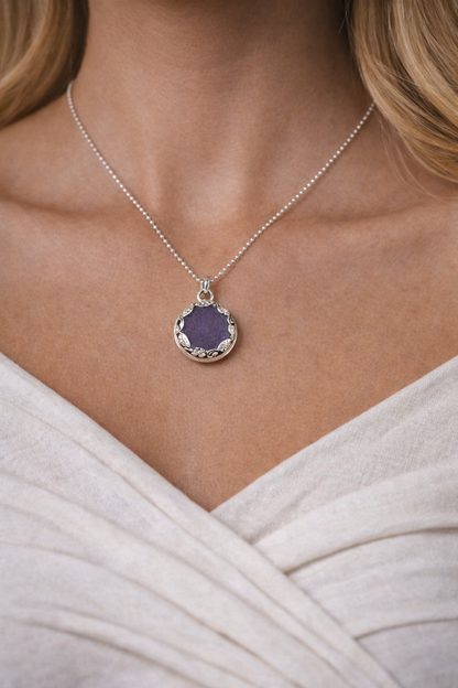 Damson Metallic Flower Necklace