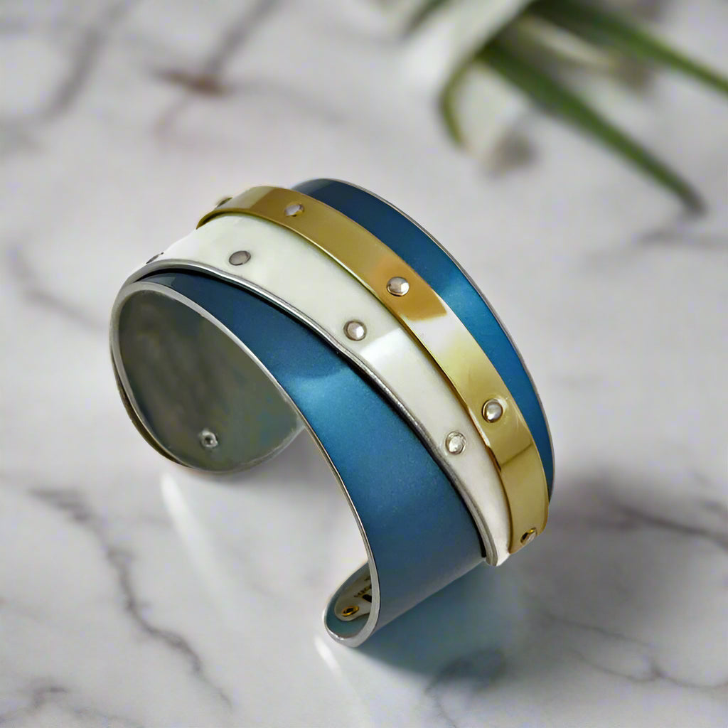 Blue and White Double Bentley Cuff