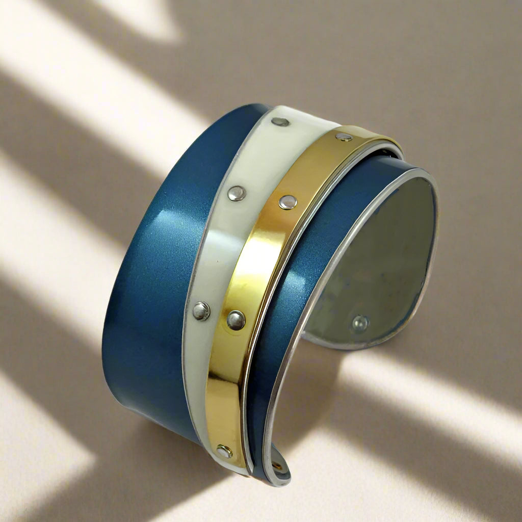 Blue and White Double Bentley Cuff