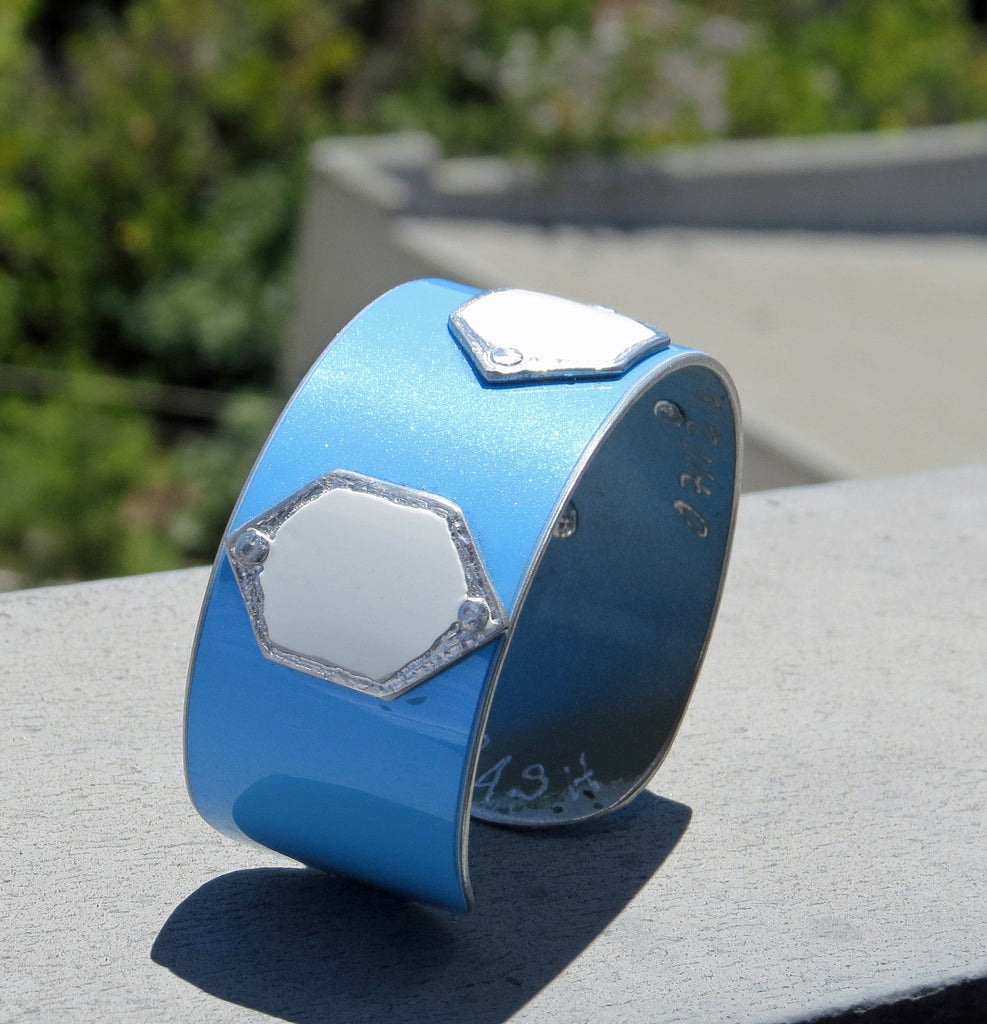 Lambo Blue and White Hexagon Cuff