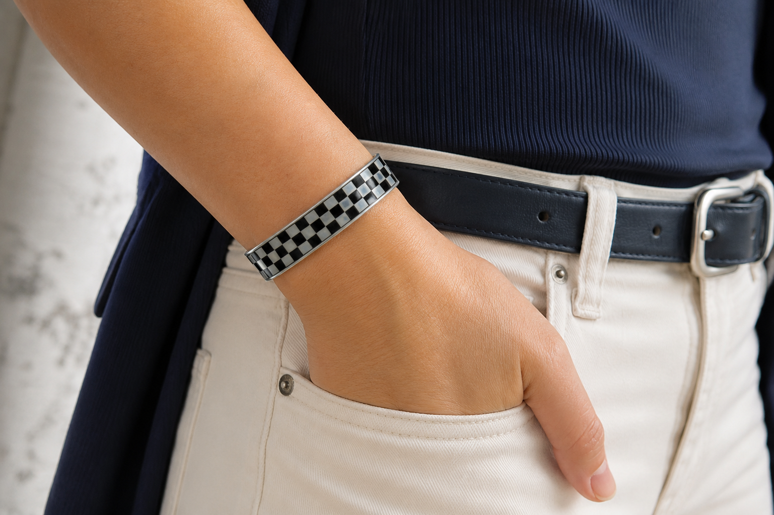 Skinny Checkered Flag Cuff
