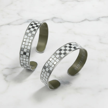 Porsche White Checkered Flag Skinny Cuff