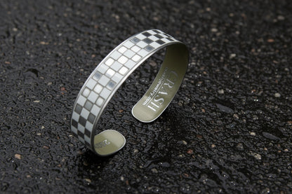 Porsche White Checkered Flag Skinny Cuff