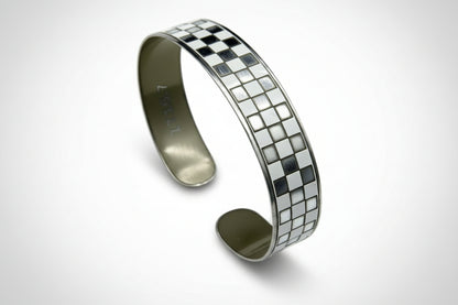 Porsche White Checkered Flag Skinny Cuff