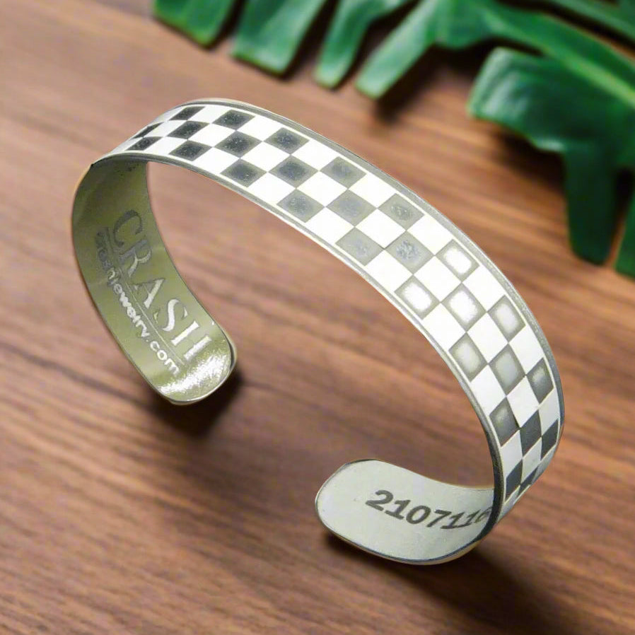 Porsche White Checkered Flag Skinny Cuff