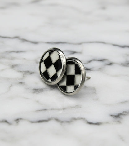 Ferrari F12 Checkered Flag Stud Earrings