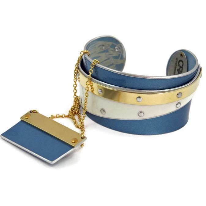 Blue and White Double Bentley Cuff - CRASH Jewelry
